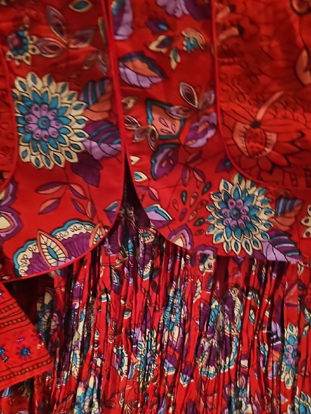 Red Floral Smocked Maxi Skirt - Women Skirt Set - Picture 9 of 11